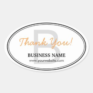 Schlichte Monogram Business Danke Oval Stickers