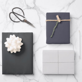 Schlichte Onyx Platinum Payne's Gray Shades 3 Tone Geschenkpapier Set