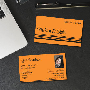 Schlichte orangefarbene Streifen mit Beruflichem F Visitenkarte