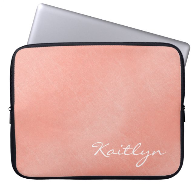 Schlichte Pachy-Pink-Falte verblasst mit Namen Laptopschutzhülle (Vorderseite)