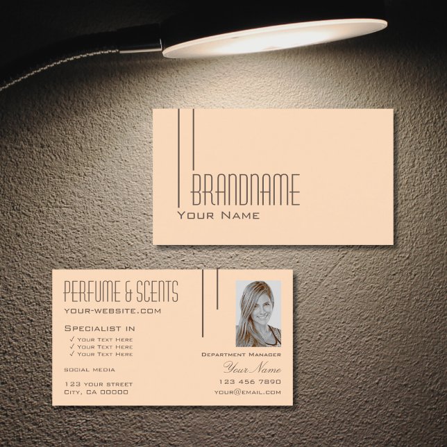 Schlichte Pastete Peach mit Foto Beruflich Moderne Visitenkarte (Von Creator hochgeladen)