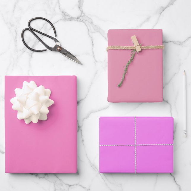 Schlichte Perserleuchte Fuchsia Pink Shades 3 Töne Geschenkpapier Set (Vorderseite)