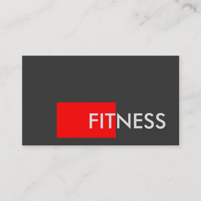 Schlichte Red Grau Fitness Trainer Business Card Visitenkarte (Vorderseite)