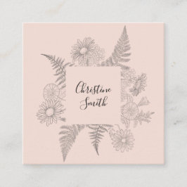 Schlichte, rosa, botanische Blüte Quadratische Visitenkarte