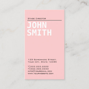 Schlichte rosa Bühne Director Business Card Visitenkarte