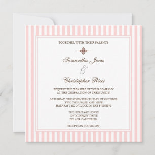 Schlichte rosa gestreifte Hochzeitseinladungen Einladung