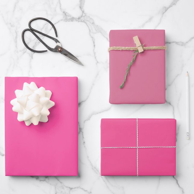 Schlichte Rose Blassviolett Rosa Farbtöne 3 Farbtö Geschenkpapier Set (Vorderseite)