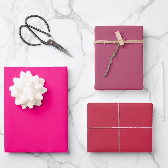 Schlichte Rose Französisch Himbeere Rosa Schatten  Geschenkpapier Set (Vorderseite)