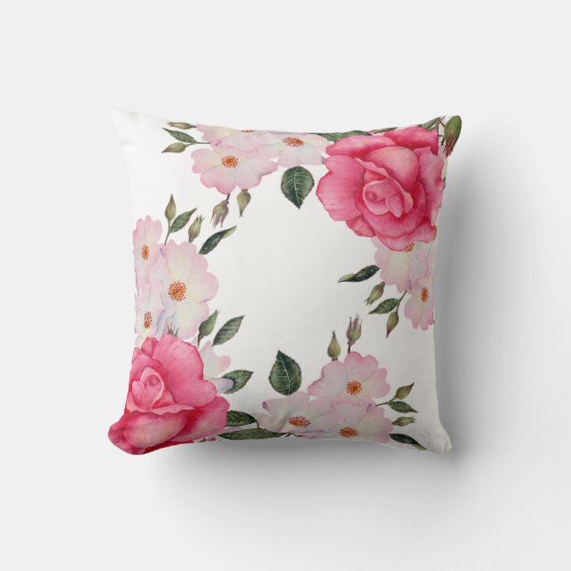 Schlichte Rosenecke in Rosa Kissen (Vorderseite)