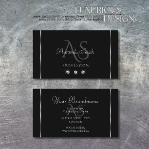 Schlichte Schwarz Sparkle Silver Diamonds Gray Ini Visitenkarte