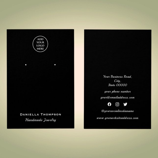 Schlichte Schwarz-Weiß-Schmuck-Ohrring-Display-Kar (Von Creator hochgeladen)