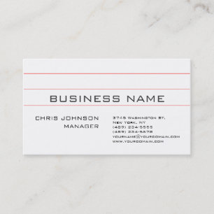 Schlichte Schwarz-weiße Coole Schriftart Manager-V Visitenkarte