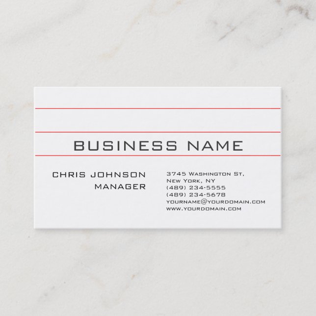 Schlichte Schwarz-weiße Coole Schriftart Manager-V Visitenkarte (Vorderseite)
