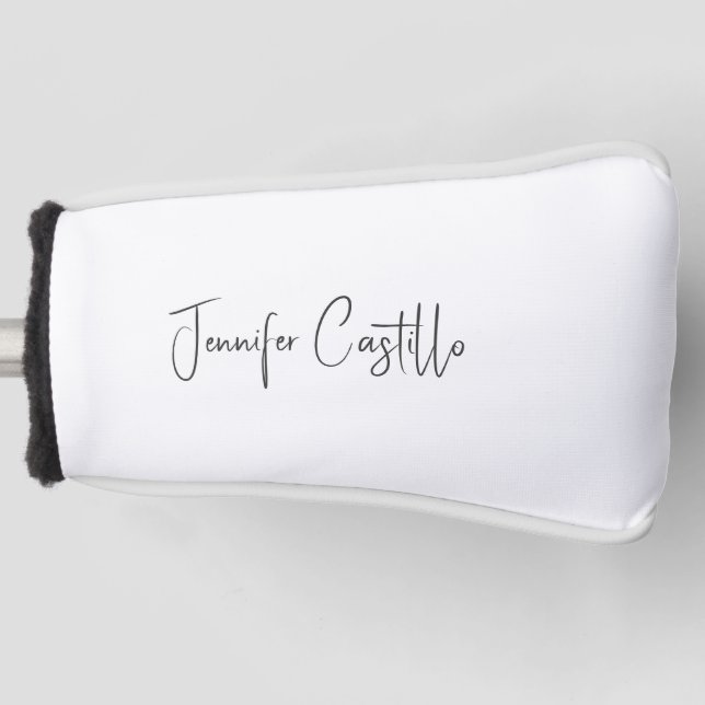 Schlichte Schwarz-weiße Minimalistische Kalligrafi Golf Headcover (Vorderseite)