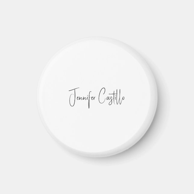 Schlichte Schwarz-weiße Minimalistische Kalligrafi Magnet (Vorne)