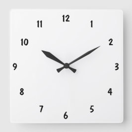 Schlichte schwarze Zahlen Phantastisch Fab Quadratische Wanduhr