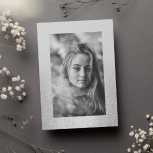 Schlichte silberne Glitzer ombre Foto Sweet 16 Einladung