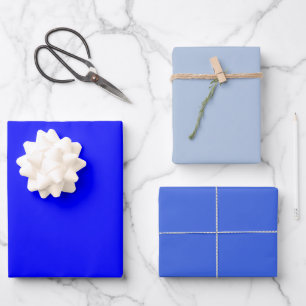 Schlichte Solid Steel Royal Blue Shades 3 Tones Geschenkpapier Set