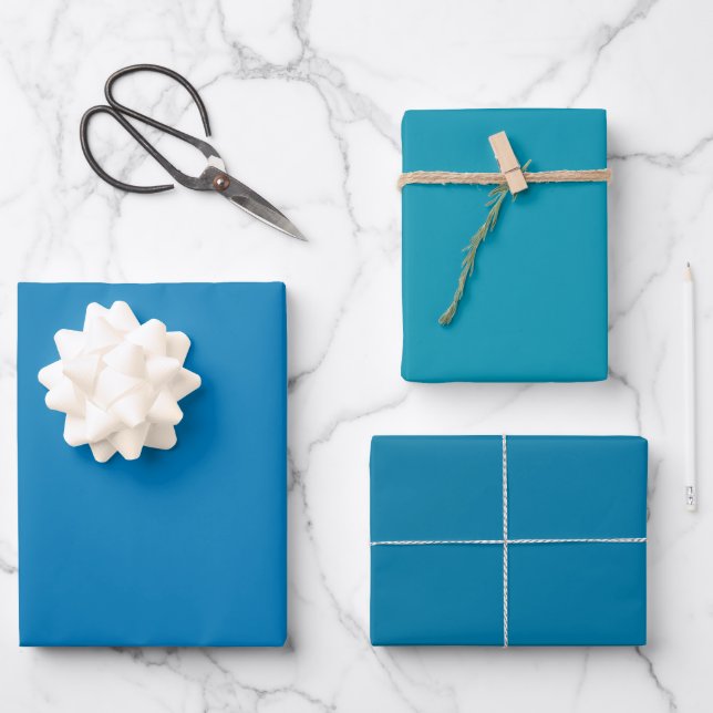Schlichte Star Munsell CG Blue Shades 3 Tones Geschenkpapier Set (Vorderseite)