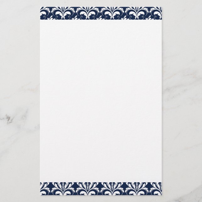 Schlichte Stationierung von Navy Blue und White Da Briefpapier (Vorderseite)