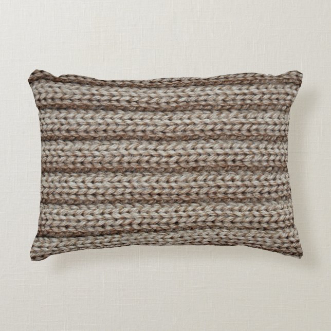 Schlichte Strickstoffe, braune Textur. Dekokissen (Vorderseite)