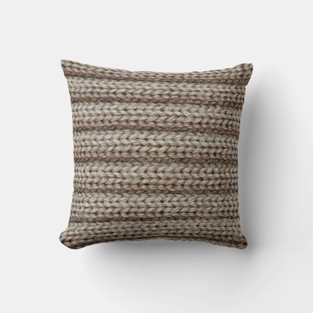 Schlichte Strickstoffe, braune Textur. Kissen (Vorderseite)