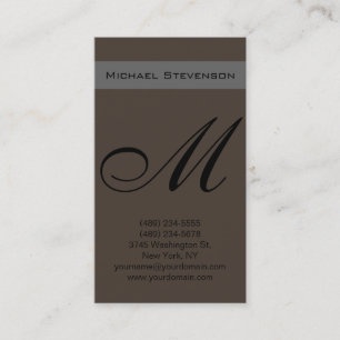 Schlichte Taupe Color Script Monogram Business Car Visitenkarte
