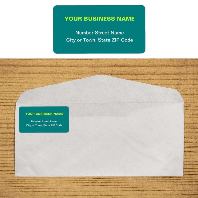 Schlichte Texte Aquamarines Grünes Unternehmen Adressaufkleber (Plain text teal green business address label on envelope)