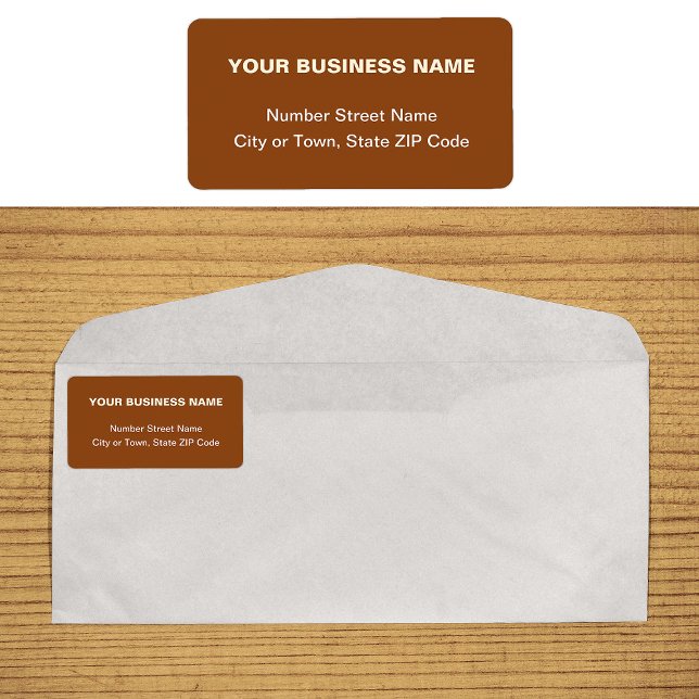 Schlichte Texte - Brown-Business-Address-Label Adressaufkleber (Plain text brown business address label on envelope)