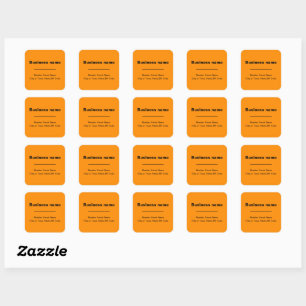 Schlichte Texte Geschäftsadresse für Orange Color Quadratischer Aufkleber