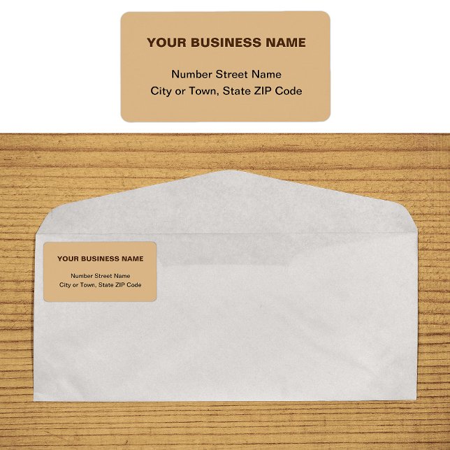 Schlichte Texte, hellbraune Firmenadressen - Etike Adressaufkleber (Plain text light brown business address label on envelope)