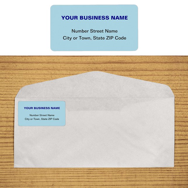 Schlichte Texte, helles blaues Firmenlogo Adressaufkleber (Plain text light blue business address label on envelope)