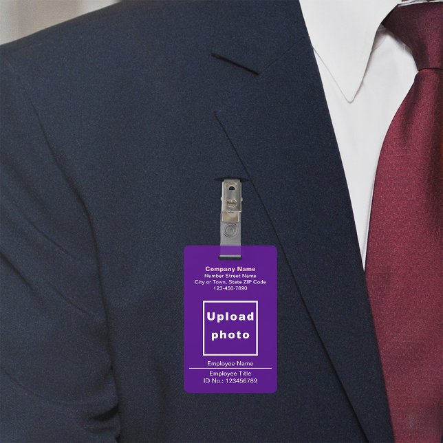 Schlichte Texte mit Mitarbeiter-Foto Lila Abzeiche Ausweis (Purple company badge)