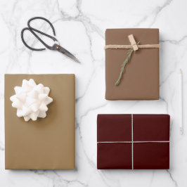 Schlichte tiefe Sand-Holz-Brauntöne 3 Töne Geschenkpapier Set