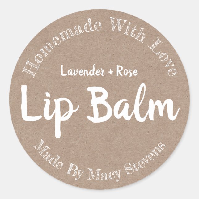 Schlichte und einfache Kraft Lip Balm Pot Labels Runder Aufkleber (Vorderseite)