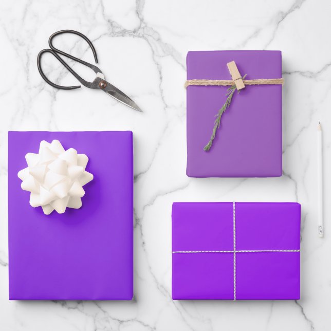Schlichte Violet Lilac Illusion Lila Schatten 3 To Geschenkpapier Set (Vorderseite)