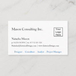 Schlichte White Add My Own Logo Business Card Visitenkarte
