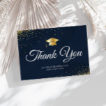 schlichter Abschluss vielen Dank Postkarte<br><div class="desc">Ein schönes Gold,  Blau und Weiß Design mit schönem Drehbuch. Text und Farben können personalisiert sein.</div>