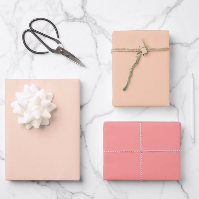 Schlichter Blush Traum Farbton Ton 3 Geschenkpapier Set (Vorderseite)