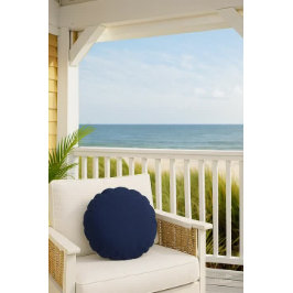 Schlichter Dekorationsakzent in Navy Blue Solid Rundes Kissen