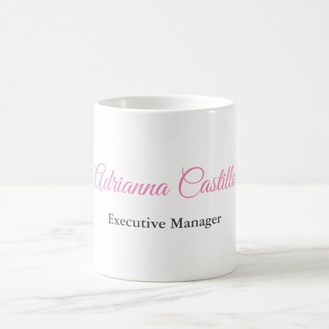 Schlichter, einfacher, Schwarz-weißer Pink-Kalligr Kaffeetasse (Mittel)