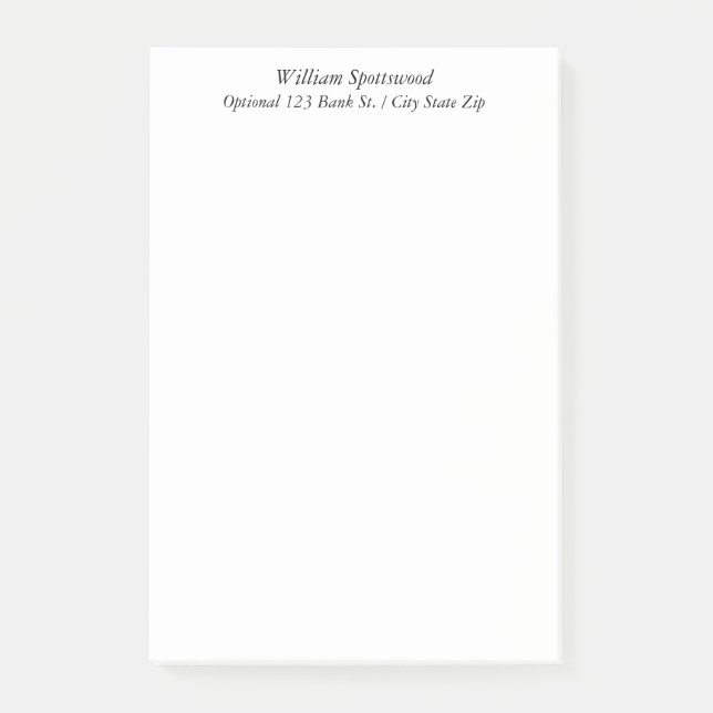 Schlichter einfacher Unadorned Name-optionales Post-it Klebezettel (Vorderseite)