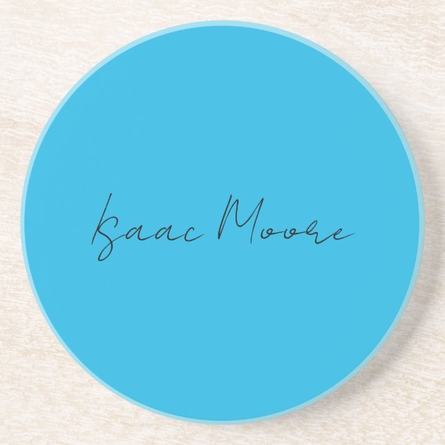 Schlichter Elegant Blue Script Calligrafy Name Getränkeuntersetzer (Vorne)