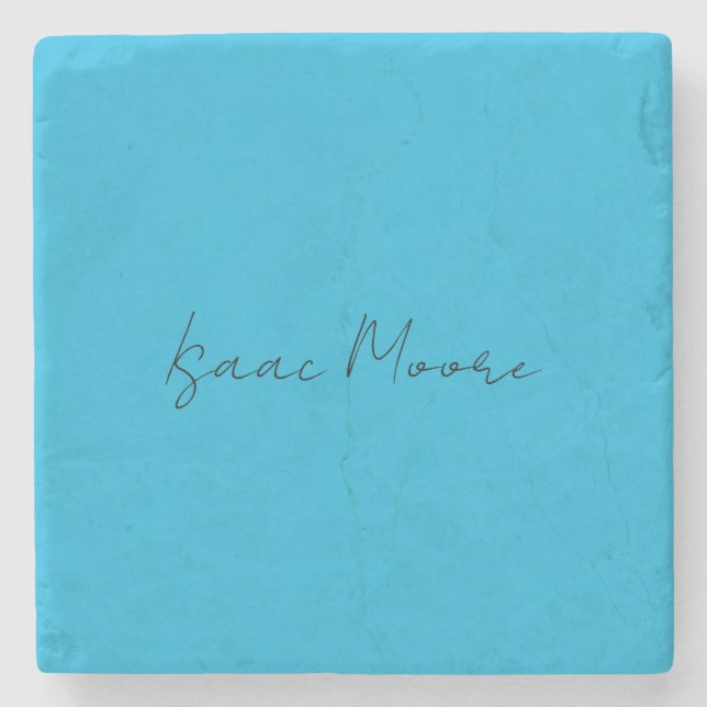 Schlichter Elegant Blue Script Calligrafy Name Steinuntersetzer (Vorderseite)