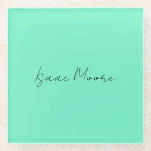 Schlichter Elegant Green Blue Script Calligrafy Na Glasuntersetzer