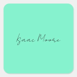 Schlichter Elegant Green Blue Script Calligrafy Na Quadratischer Aufkleber