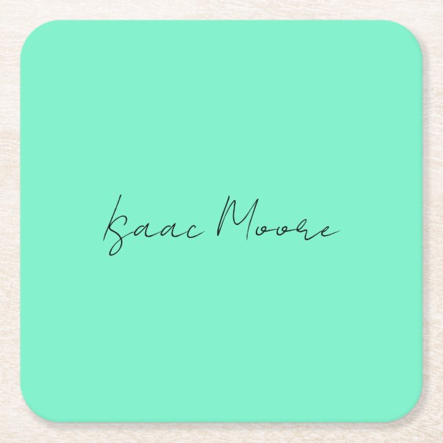 Schlichter Elegant Green Blue Script Calligrafy Na Rechteckiger Pappuntersetzer (Vorderseite)
