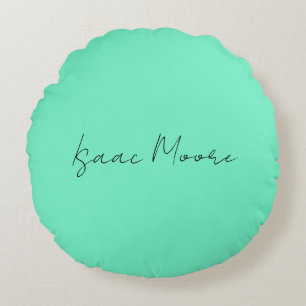 Schlichter Elegant Green Blue Script Calligrafy Na Rundes Kissen