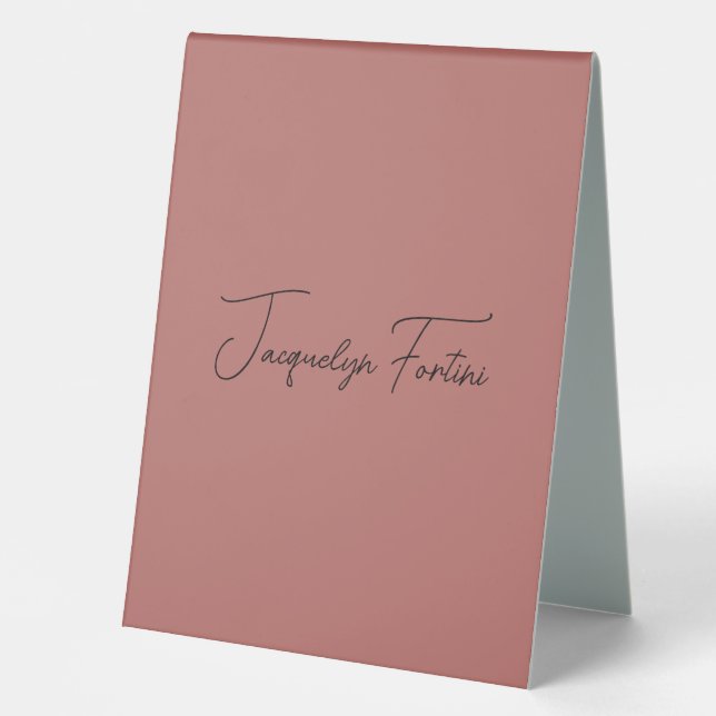 Schlichter eleganter Minimalistischer Kalligraphie Tischaufsteller (Vorderseite)