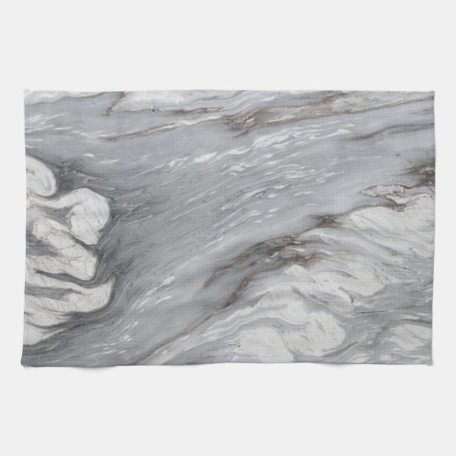 schlichter, minimalistisch weißer Marmor Geschirrtuch (Horizontal)